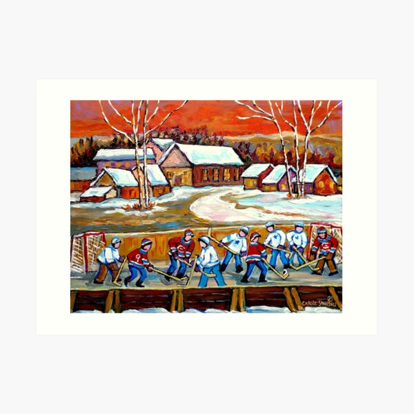 "FAMOUS CANADIAN PAINTINGS FOR SALE PONDD HOCKEY IN THE COUNTRY CAROLE