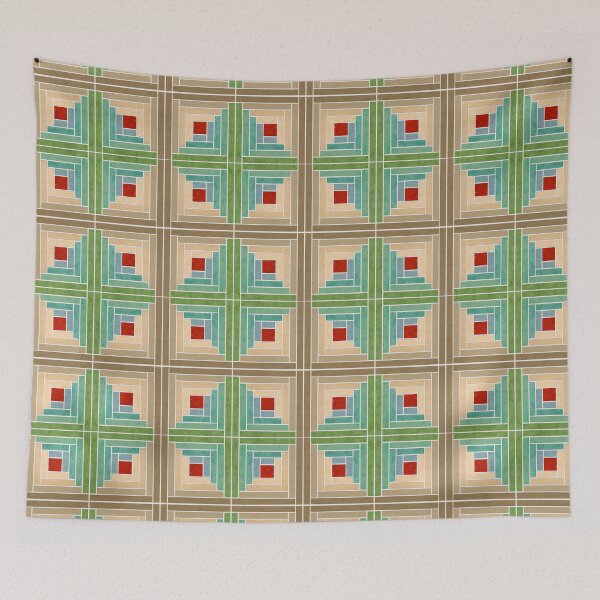 Item preview, Tan and Green Log Cabin Quilt designed and sold by Allison Stockslager.
