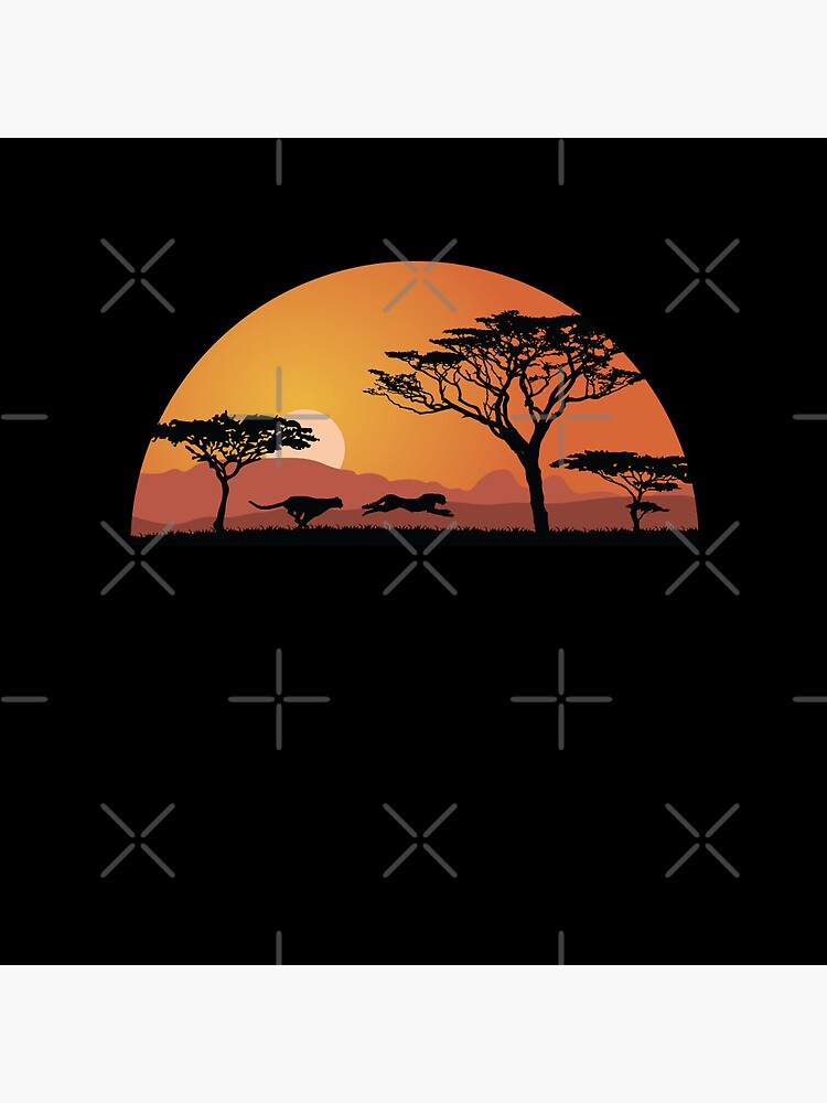 Thumbnail 3 of 3, Pin, Leopard silhouette with sunset designed and sold by Idyllio-nl.