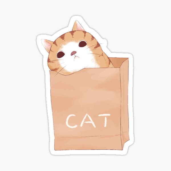 Cat in paper bag, orange cat Sticker