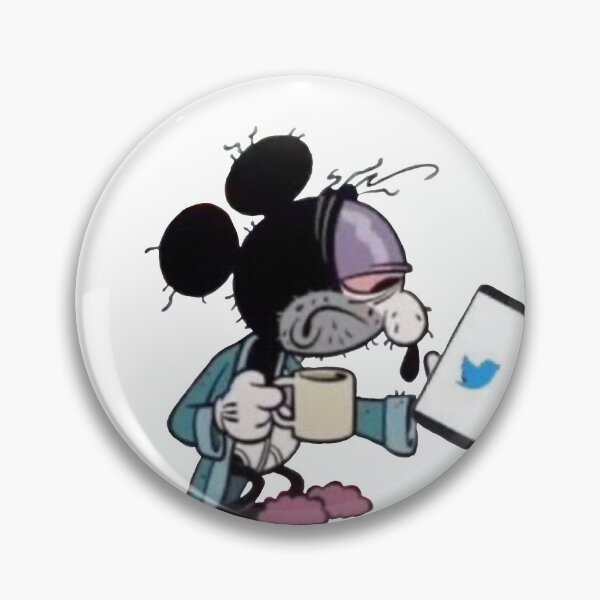 Item preview, Tired MickeyMouse looking at twitter meme designed and sold by uncannyjuice.