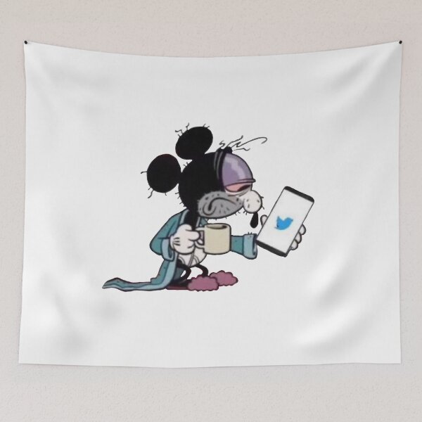 Item preview, Tired MickeyMouse looking at twitter meme designed and sold by uncannyjuice.