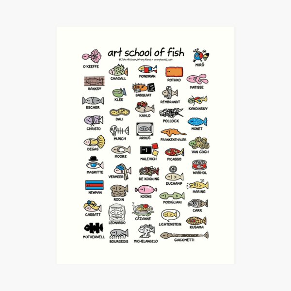 art school of fish composite art print for sale by wronghands redbubble