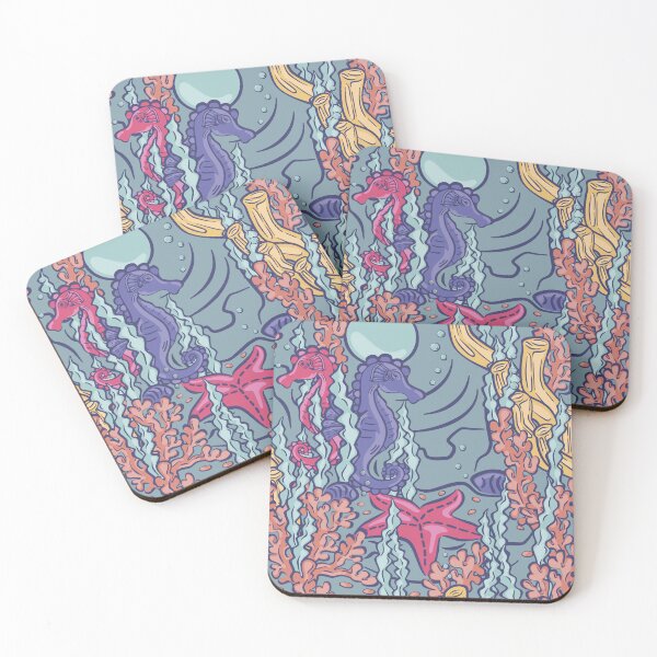 Item preview, Under water scene with seahorses, starfish and coral pattern designed and sold by FlamesandFrost.