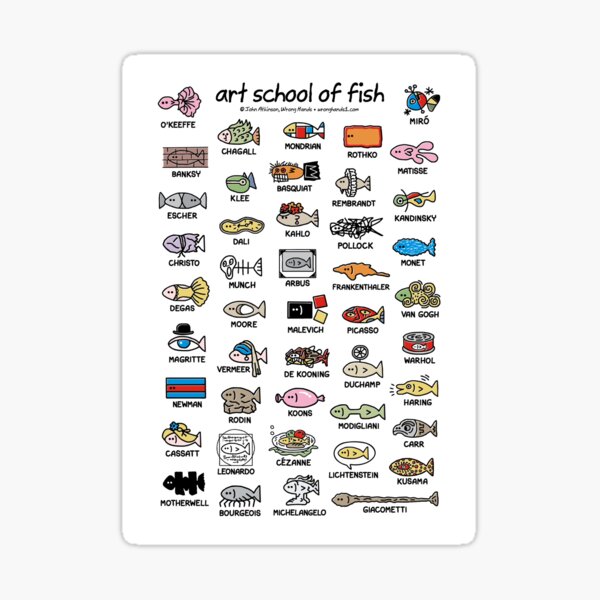art school of fish (composite) Sticker