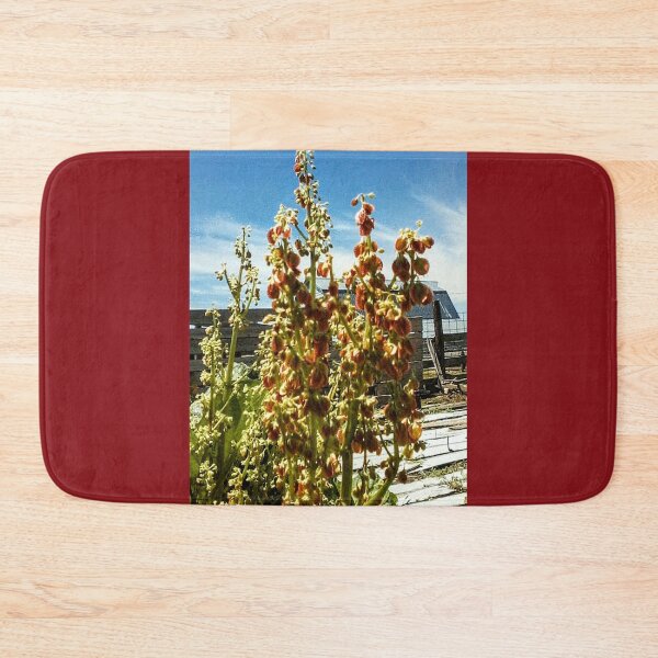 Item preview, Red Rhubarb Flowers, Narrow Collage Style (on Cranberry) designed and sold by GladBlackLamb.