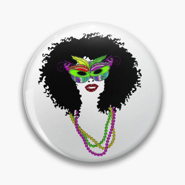 Item preview, Máscara y cuentas de Mardi Gras | Mujer de pelo afro | El arte de Cherie (c) 2022 designed and sold by CheriesArt.