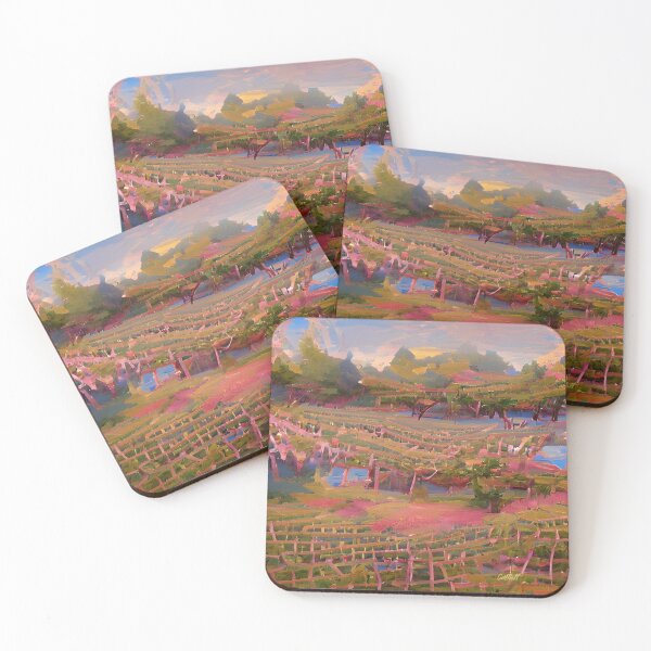 Item preview, Abstract Art - Landscape Painting- Vineyard and Winery - Illustration -Wine designed and sold by CattlettArt.
