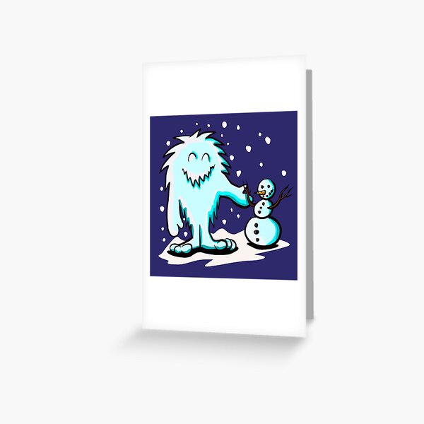 Cute Yeti Drinking Hot Cocoa Blank Holiday Card With Envelope Abominable  Snowman Big Foot Christmas Card Fun Winter Themed Xmas Card 