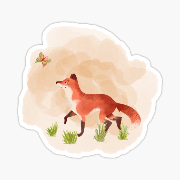 Item preview, Fox butterfly grass field Woodland animal  designed and sold by DivinePassion.