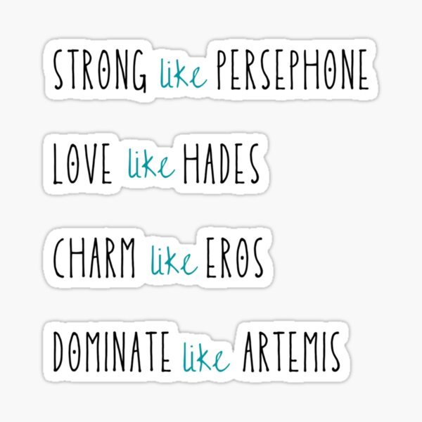 Moments mémorables Lore Olympus ; Fort comme Perséphone, Amour comme Hades, Charme comme eros, Dominez comme Artemis Webtoon Art Sticker/Magnet Value Pack Sticker