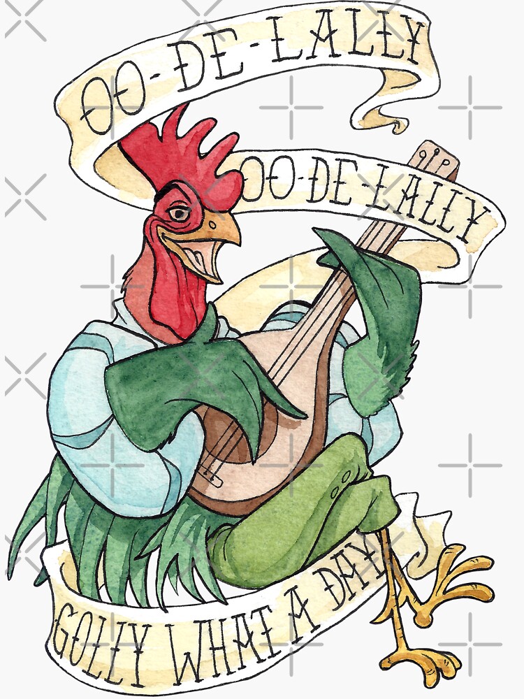 Alan-A-Dale Rooster : OO-De-Lally Golly What A Day Tattoo Watercolor Painting Robin Hood by Rvaya