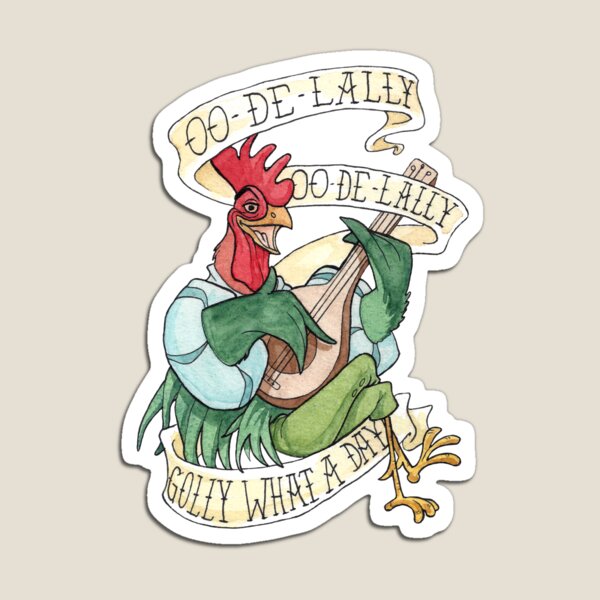 Aperçu de l'œuvre Alan-A-Dale Rooster : OO-De-Lally Golly Quelle Journée Tatouage Aquarelle Robin des Bois créée et vendue par Christina G. Smith.