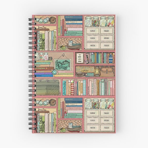 Item preview, Fishing Themed Boho Bear Book Shelf No. 5, Salmon Pink Border designed and sold by Kristi Duggins.
