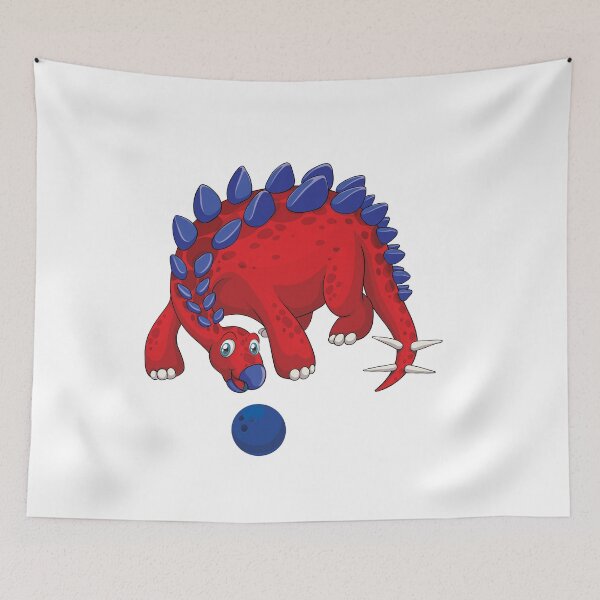 Item preview, Dinosaur Playing Bowling ,Funny Good Dinosaur Bowling Lovers Cool Red Blue Design designed and sold by pedrored369.