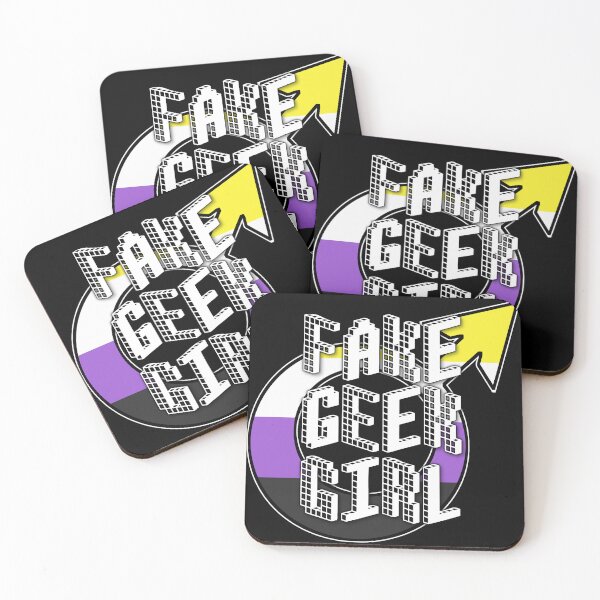Item preview, Real Geek, Fake Girl (Nonbinary Flag) designed and sold by StellarDraconic.