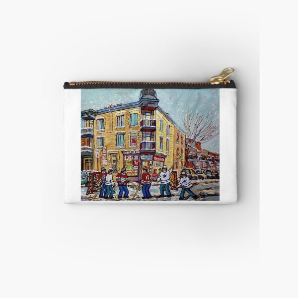 Item preview, SNOWY MONTREAL WINTER SCENE CORNER BBQ  WITH HOCKEY GAME designed and sold by Carole  Spandau.