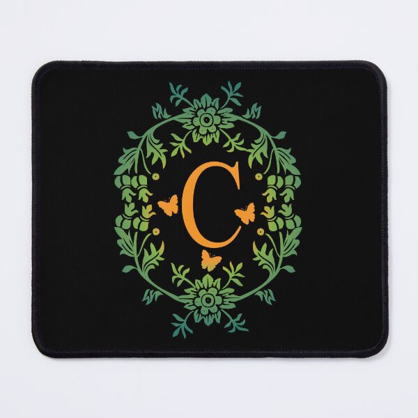 Item preview, Ornamental Letter C, Green And Yellow Flowers And Butterfly, Monogram Letter Ornament designed and sold by PROMEN Creativity.
