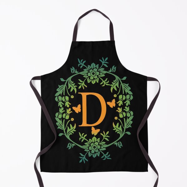 Item preview, Ornamental Letter D, Green And Yellow Flowers And Butterfly, Monogram Letter Ornament designed and sold by PROMEN Creativity.