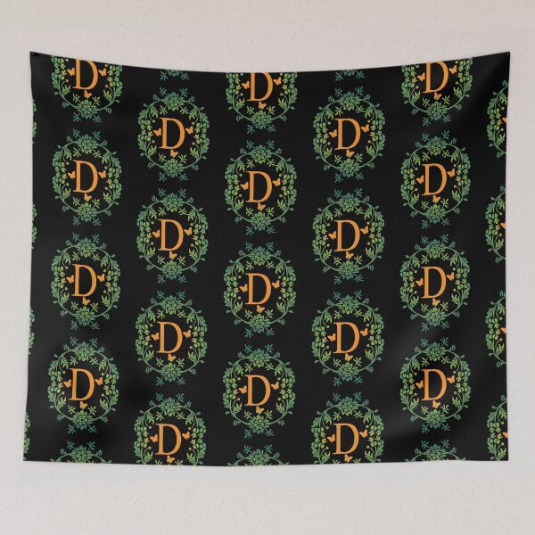 Item preview, Ornamental Letter D, Green And Yellow Flowers And Butterfly, Monogram Letter Ornament designed and sold by PROMEN Creativity.