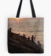 Fishing At Sunset Tote Bag