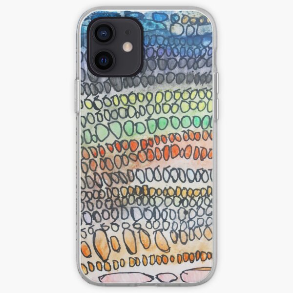 Rainbow Watercolor Mosaic Ink Drawing Abstract Pattern iPhone Soft Case