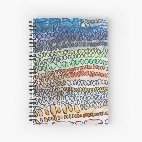 Rainbow Watercolor Mosaic Ink Drawing Abstract Pattern Spiral Notebook