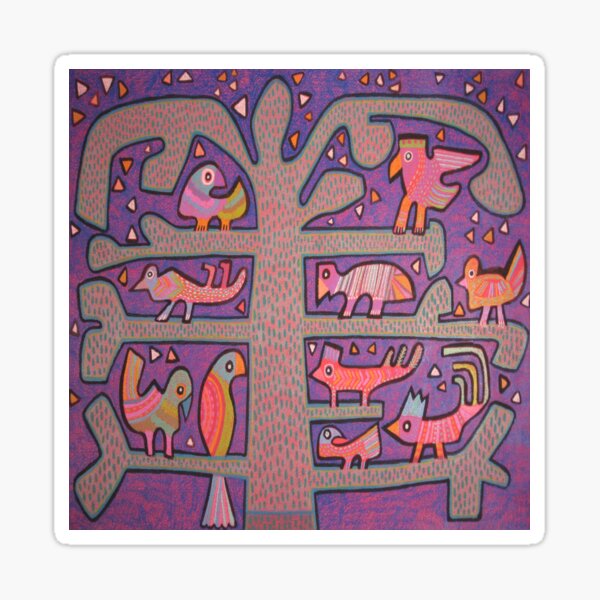 Vista previa del artículo con la obra «Árbol de la vida Mola», diseñado y vendido por Linda Elksnin.