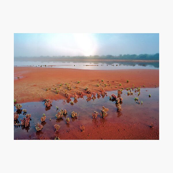 Misty Morning Salt Pan, Cue, WA Photographic Print