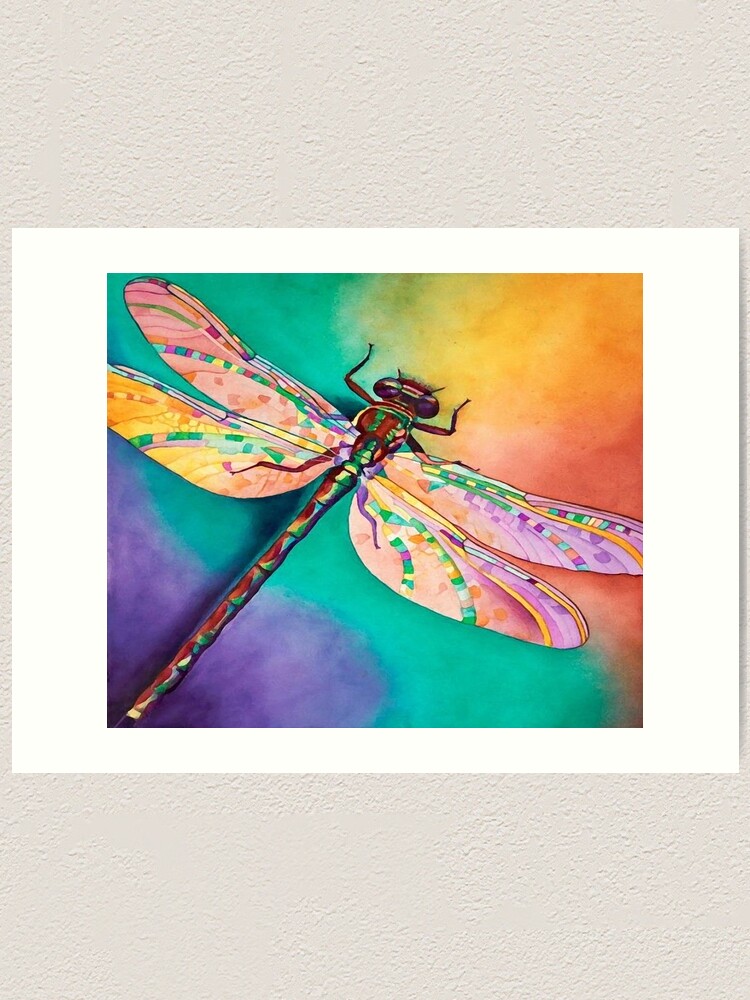 Dragonfly art Watercolor Art Print for Sale by chanchan79