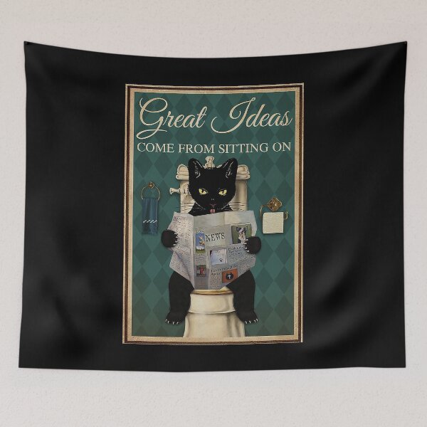 Item preview, Restroom Great Ideas Come From sitting on Black Cat  designed and sold by TeganCrafford.