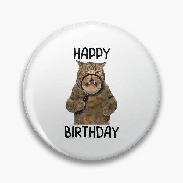 Item preview, Happy Birthday! Funny Cat holding a magnifying glass design who is the perfect grump! Perfect for Antisocial cat lovers designed and sold by Auntieck.
