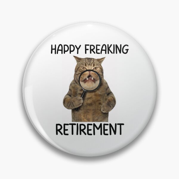 Item preview, Happy Freaking Retirement! Funny Cat holding a magnifying glass design who is the perfect grump! Perfect for Antisocial cat lovers designed and sold by Auntieck.
