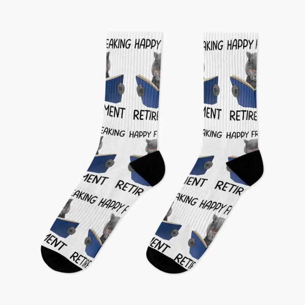 Item preview, Happy Freaking Retirement! Funny Cat with glasses reading a book design who is the perfect grump! Perfect for Antisocial cat lovers designed and sold by Auntieck.