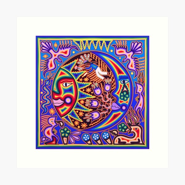 Aperçu de l'œuvre HUICHOL SOLEIL LUNE créée et vendue par edleon.