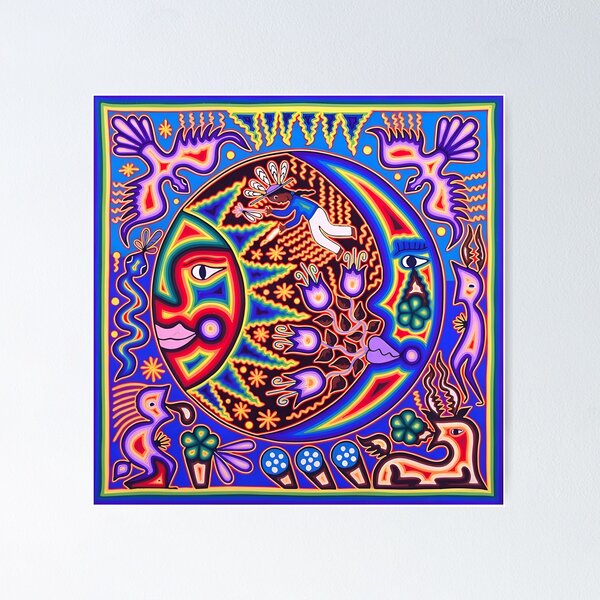 Aperçu de l'œuvre HUICHOL SOLEIL LUNE créée et vendue par edleon.