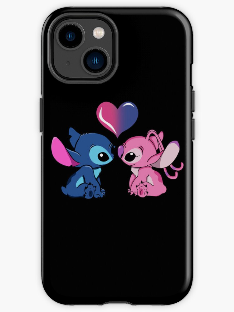 Coque iPhone 13 Pro Max Stitch de Lilo et Stitch in love en coeur  transparente