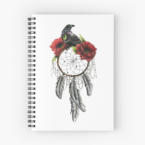 Item preview, Crow perching on Dreamcatcher, Dreamcatcher Bird Flower Tattoo Poppy, Dreamcatcher, Feathers designed and sold by Shop-ArtGallery.