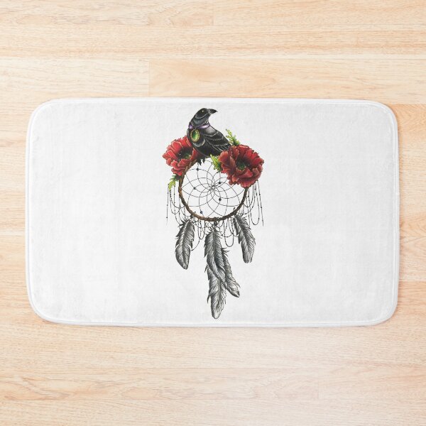 Item preview, Crow perching on Dreamcatcher, Dreamcatcher Bird Flower Tattoo Poppy, Dreamcatcher, Feathers designed and sold by Shop-ArtGallery.