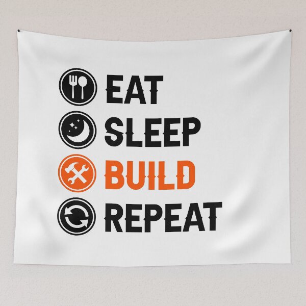 Item preview, Eat Sleep Build Repeat Builder Quote designed and sold by allysmar.