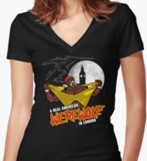 Real American Werewolf Women's Fitted V-Neck T-Shirt