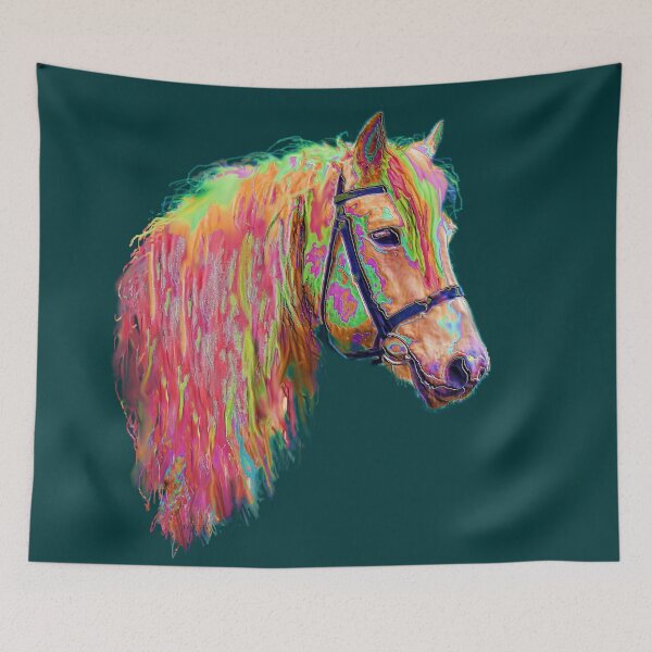Item preview, amazing coloured pony on green. designed and sold by glenshee.