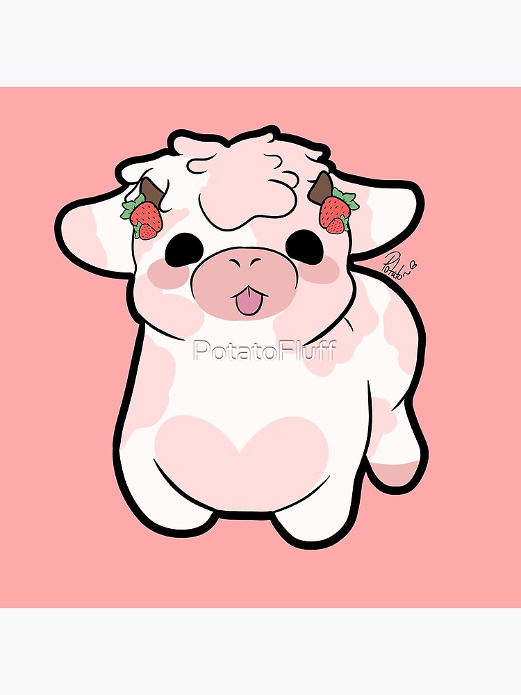 Strawberry Cow kawaii Poster for Sale by MayBK