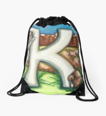 Alphabet letter K Drawstring Bag