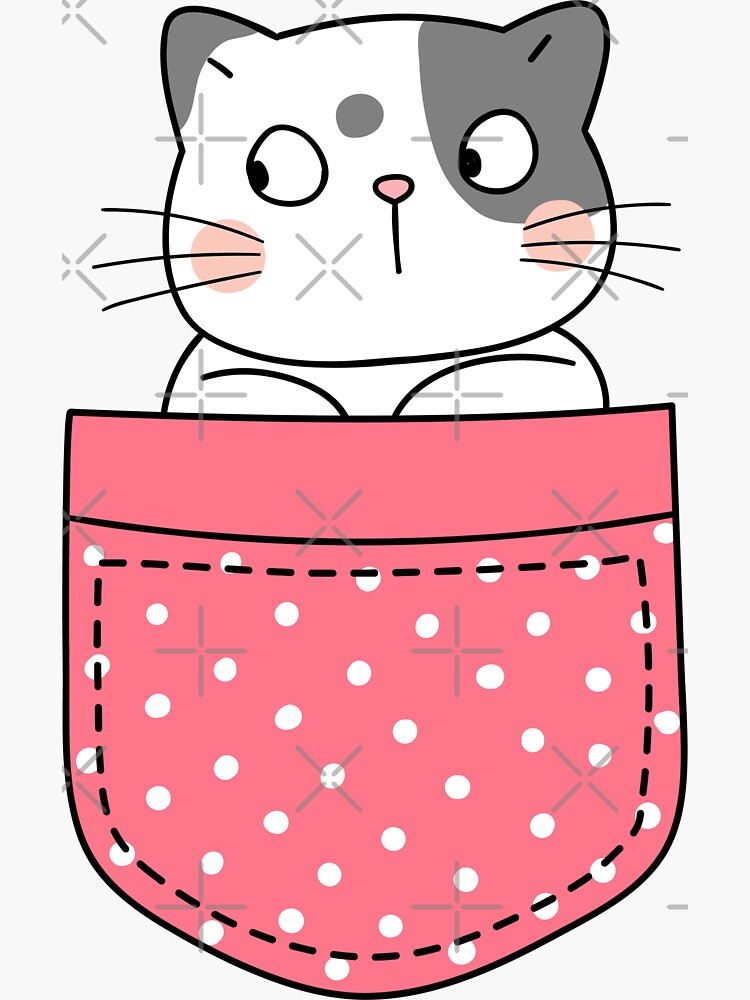 "Cute Cat Flipping Off Shirt Pocket" Sticker by CatPowersMe Redbubble