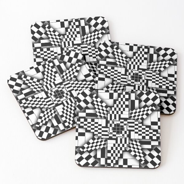 Item preview, Black and White Checkered Pinwheel Optical Illusion designed and sold by SeaChangeDesign.
