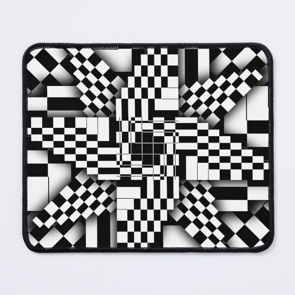 Item preview, Black and White Checkered Pinwheel Optical Illusion designed and sold by SeaChangeDesign.