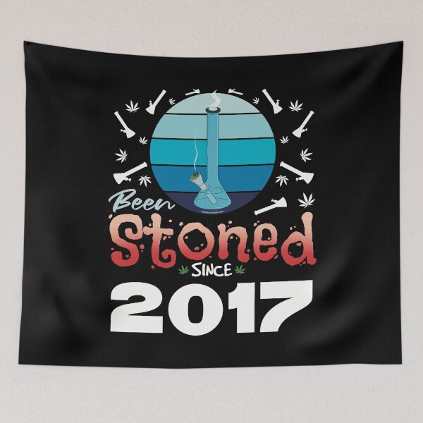 Item preview, Been stoned since 2017 (Blue retro vintage sunset with bong) designed and sold by YomeHayin.