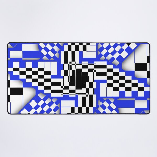 Item preview,  Blue Black and White Checkered Pinwheel Optical Illusion designed and sold by SeaChangeDesign.