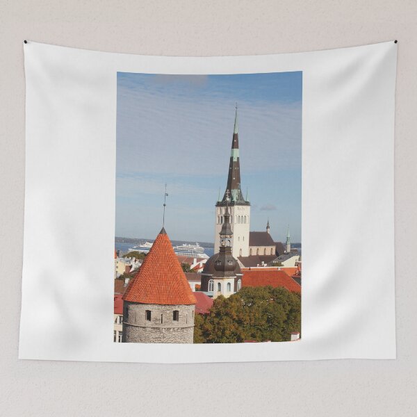 Item preview, View from Toompea of the Lower Town, Old Town with Olai's Church or Oleviste Kirik, and a tower of the city wall, Tallinn, Estonia, Europe designed and sold by Torsten  Krüger.